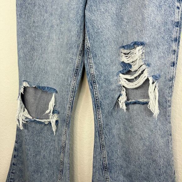 Free People Flare Jeans Size 31 New Dawn in Victoria Blue Distressed Revolve - Picture 4 of 9
